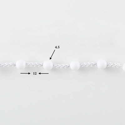 White Plastic Curtain Chain for Roller Blinds Components Customized Length 4.5*12mm